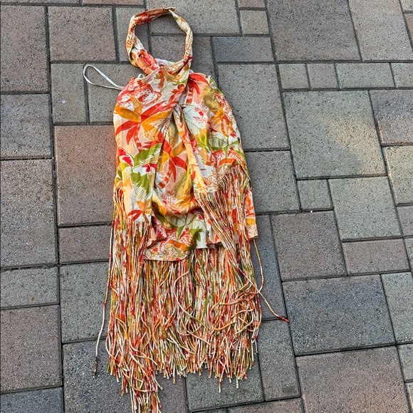 FARM Rio Tropical Fringe leopard forest sand  Mini Dress - Picture 5 of 8